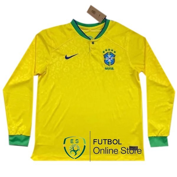Camiseta Brasil Copa del mundo 2022 Manga Larga Primera