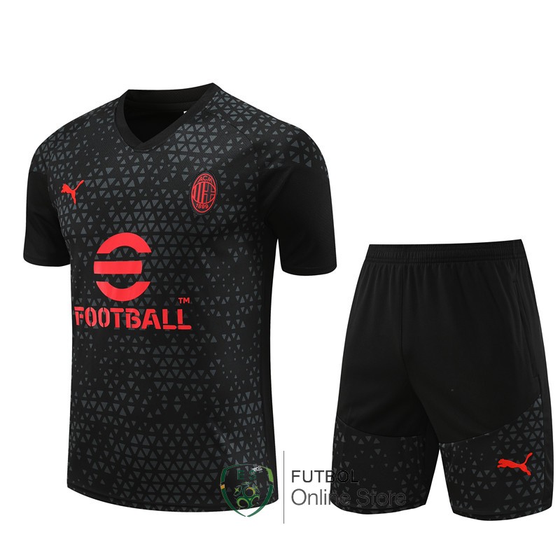 Entrenamiento Conjunto Completo Ninos AC Milan 23/2024 Negro I Rojo