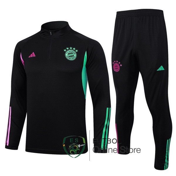 Conjunto Completo Sudadera Entrenamiento Ninos Bayern Munich 23/2024 Negro Purpura Verde