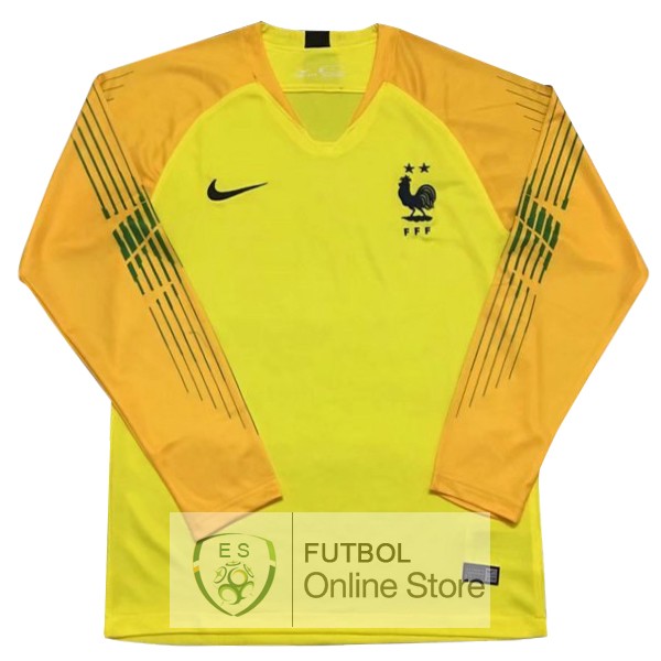 Camiseta Francia Championne du Monde 2018 Manga Larga Portero Amarillo