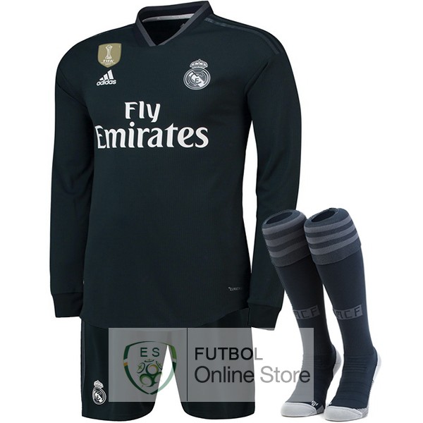 Camiseta Real Madrid 18/2019 Manga Larga Segunda (Pantalones+Calcetines)