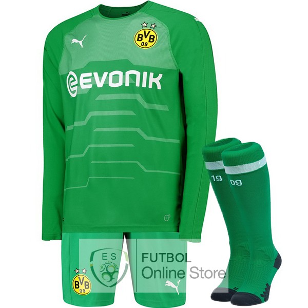 Camiseta Borussia Dortmund 18/2019 Manga Larga Portero Segunda (Pantalones+Calcetines)