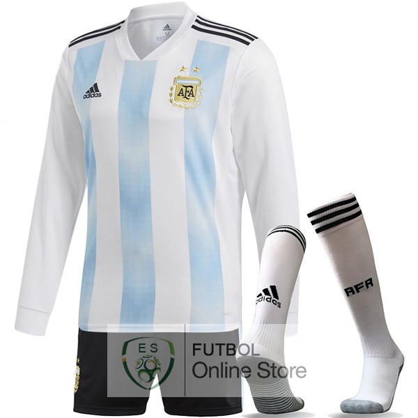 Camiseta Argentina 2018 Manga Larga Primera (Pantalones+Calcetines)