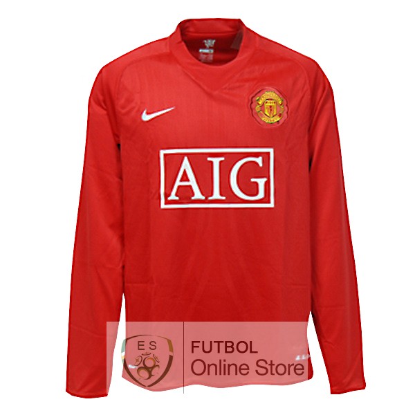 Retro Camiseta Manchester United 2007/2008 Manga Larga Primera