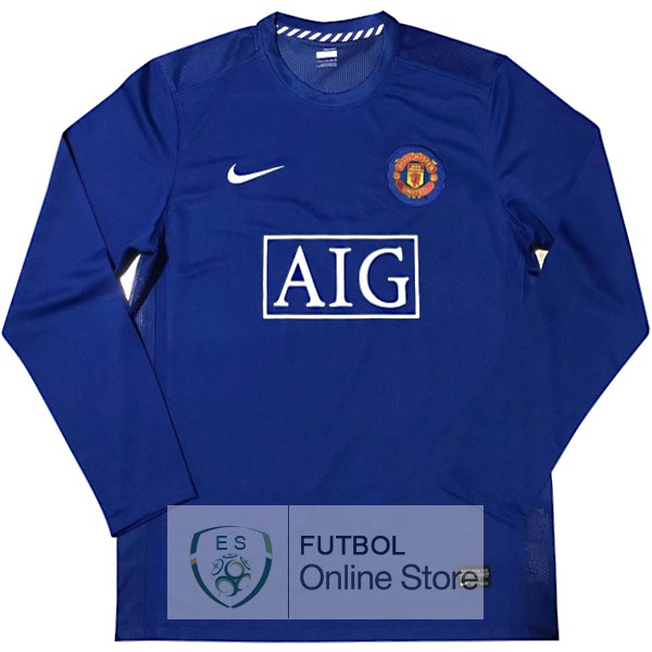 Retro Camiseta Manchester United 2007/2008 Manga Larga Segunda