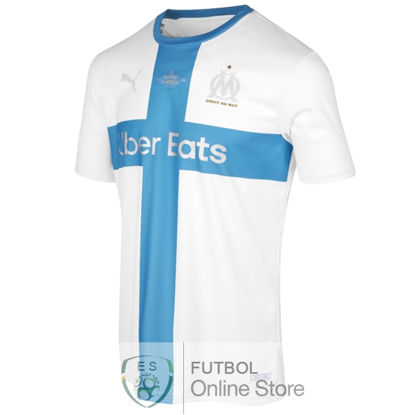 Camiseta Marseille 120th Azul Blanco