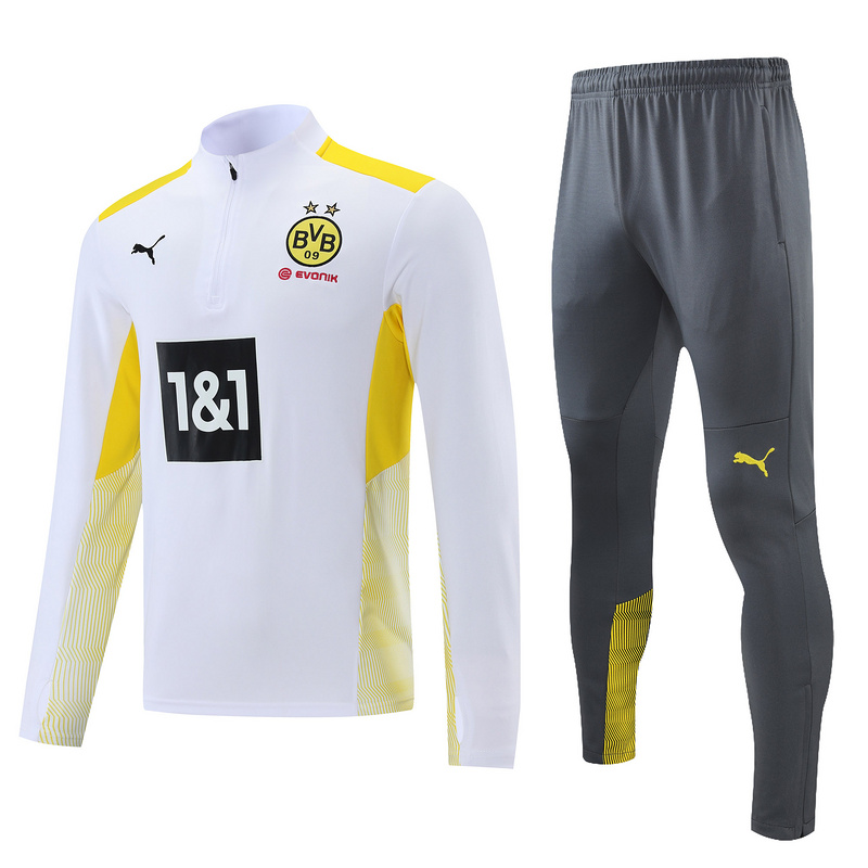 Camiseta Borussia Dortmund Chandal Ninos 21/2022 Blanco Amarillo Gris