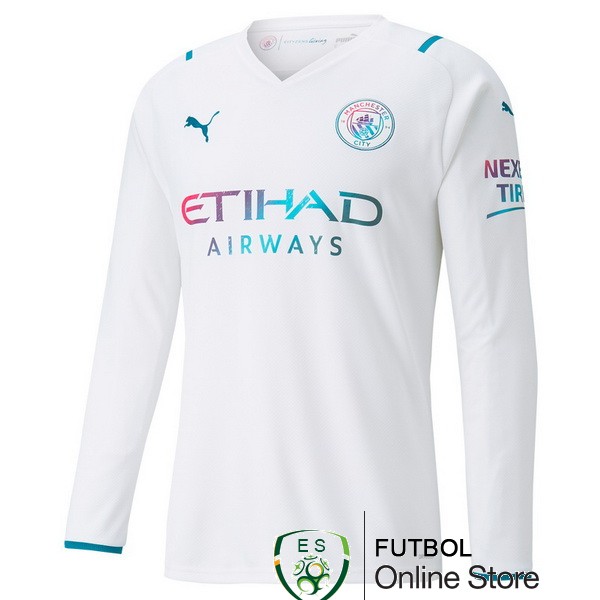 Camiseta Manchester city 21/2022 Manga Larga Segunda