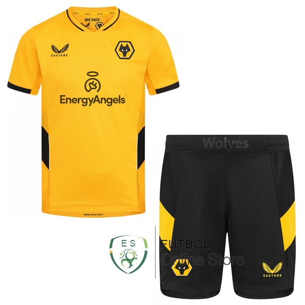 Camiseta Wolves Ninos 21/2022 Primera Amarillo Negro