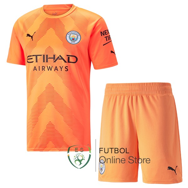 Camiseta Manchester city 22/2023 Portero Conjunto Completo Hombre Naranja