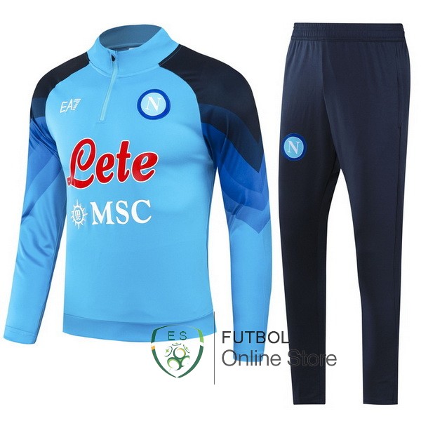 Conjunto Completo Sudadera Entrenamiento Napoli 2023 2024 Azul