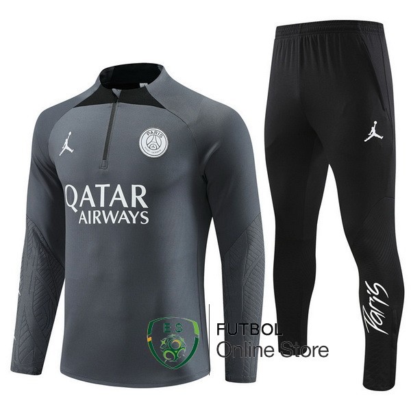 Conjunto Completo Sudadera Entrenamiento Paris Saint Germain 2023 2024 Gris Negro