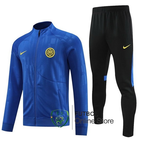 Conjunto Completo Ropa Deportiva Con Cremallera Larga Inter Milan 2023 2024 Azul Negro