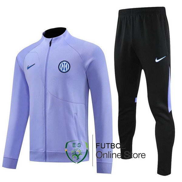 Conjunto Completo Ropa Deportiva Con Cremallera Larga Inter Milan 2023 2024 Purpura Negro