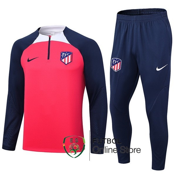 Conjunto Completo Sudadera Entrenamiento Atletico Madrid 2023 2024 Rojo Azul