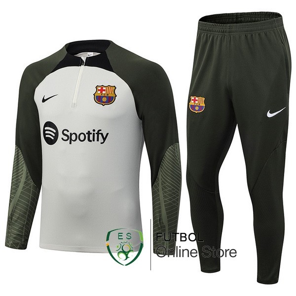 Conjunto Completo Sudadera Entrenamiento Barcelona 2023 2024 Amarillo Verde