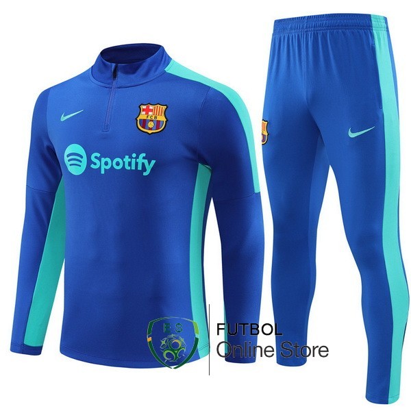 Conjunto Completo Sudadera Entrenamiento Barcelona 2023 2024 Azul Verde