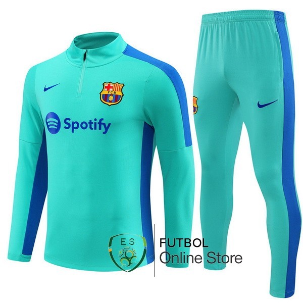 Conjunto Completo Sudadera Entrenamiento Barcelona 2023 2024 Verde Azul