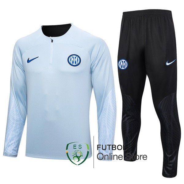 Conjunto Completo Ropa Deportiva Con Cremallera Larga Inter Milan 2023 2024 Azul I Negro