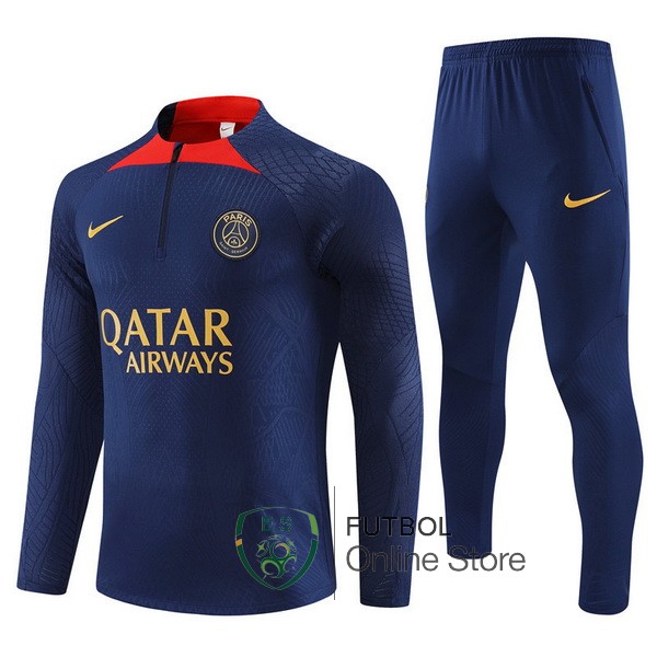 Conjunto Completo Sudadera Entrenamiento Jugadores Paris Saint Germain 2023 2024 Azul Marino Rojo