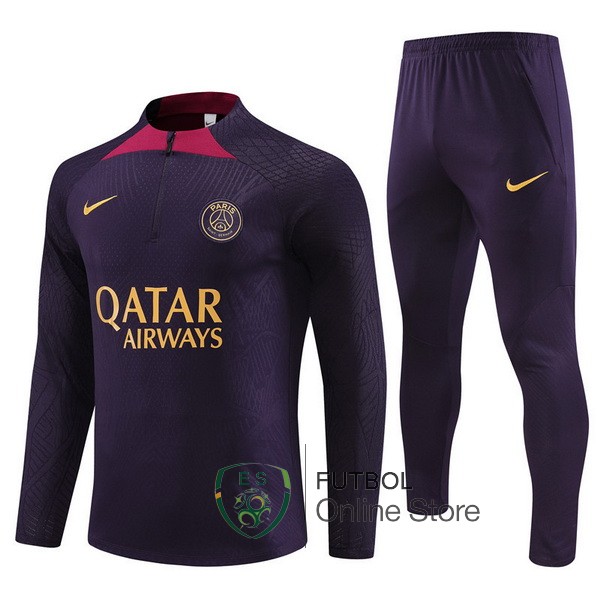 Conjunto Completo Sudadera Entrenamiento Jugadores Paris Saint Germain 2023 2024 Purpura I Rojo