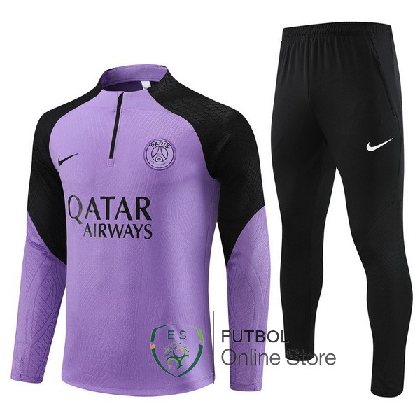 Conjunto Completo Sudadera Entrenamiento Jugadores Paris Saint Germain 2023 2024 Purpura Negro