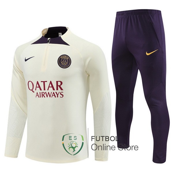 Conjunto Completo Sudadera Entrenamiento Paris Saint Germain 2023 2024 Amarillo Purpura