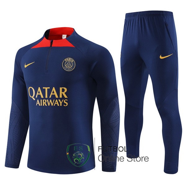 Conjunto Completo Sudadera Entrenamiento Paris Saint Germain 2023 2024 Azul Marino Rojo