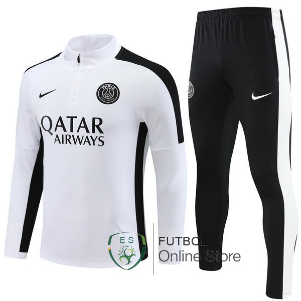 Conjunto Completo Sudadera Entrenamiento Paris Saint Germain 2023 2024 Blanco Negro