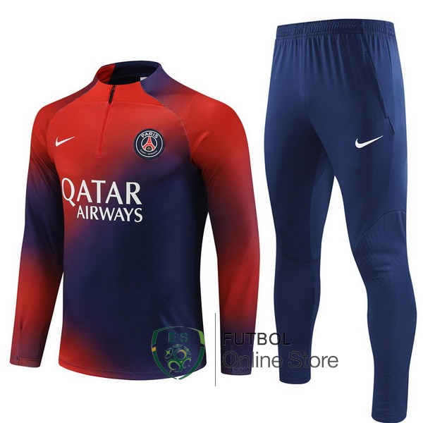 Conjunto Completo Sudadera Entrenamiento Paris Saint Germain 2023 2024 Rojo Azul Marino