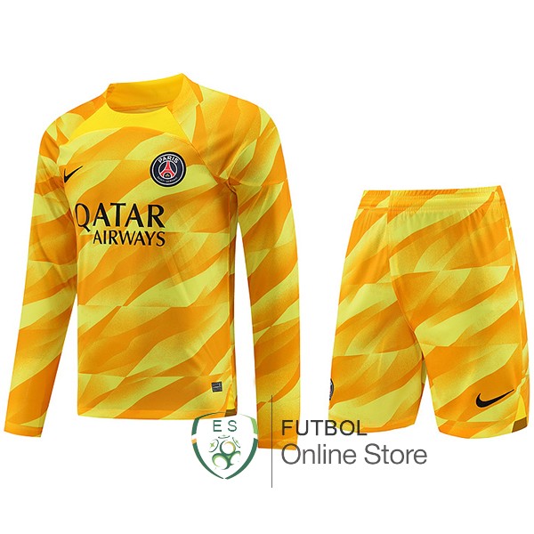 Tailandia Camiseta Manga Larga Paris Saint Germain Conjunto Completo Hombre 23/2024 Portero Amarillo