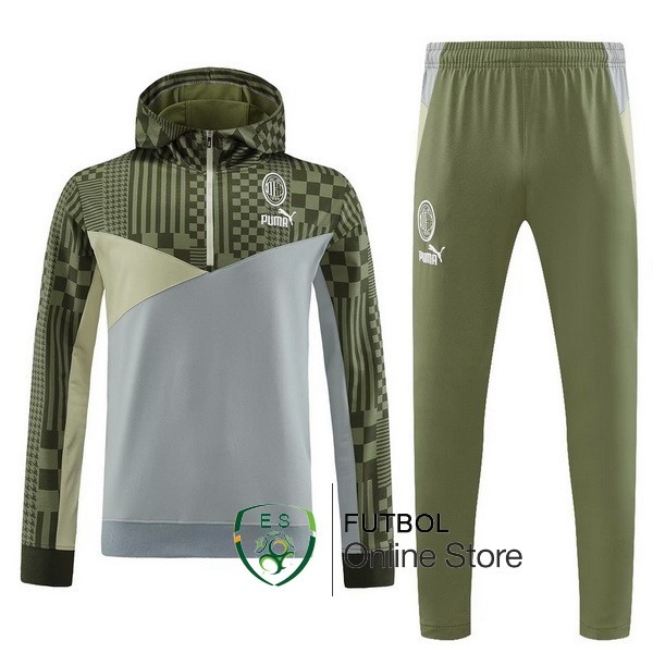 Chaqueta Con Capucha AC Milan 2023 2024 Verde Gris