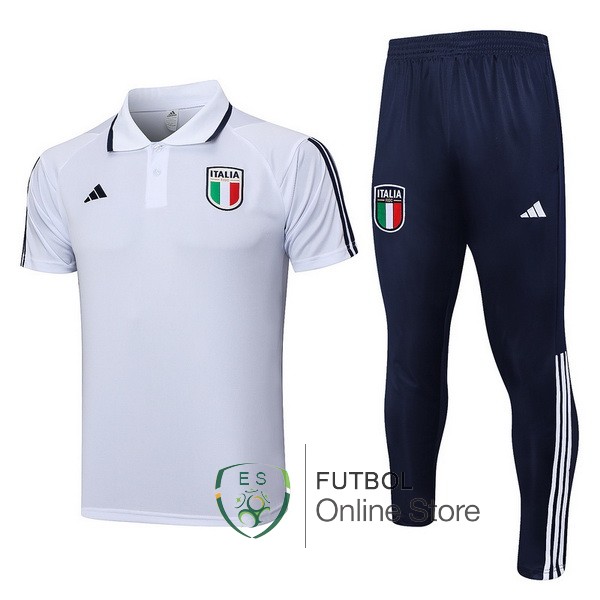 Polo Conjunto Completo Italia Blanco Azul 2023