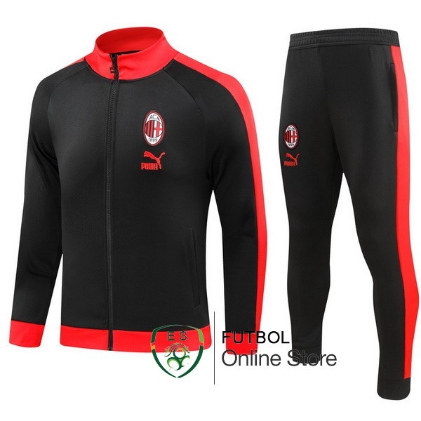 Conjunto Completo Sudadera Entrenamiento AC Milan 2023 2024 Rojo II Negro