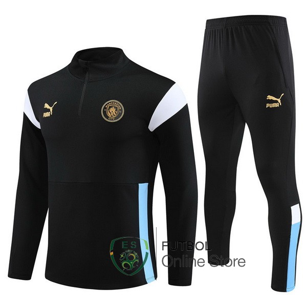 Camiseta Manchester City Chandal Ninos 23/2024 Negro Blanco