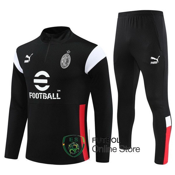 Conjunto Completo Sudadera Entrenamiento AC Milan 2023 2024 Negro