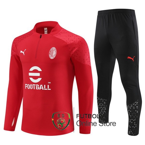 Conjunto Completo Sudadera Entrenamiento AC Milan 2023 2024 Rojo I Negro