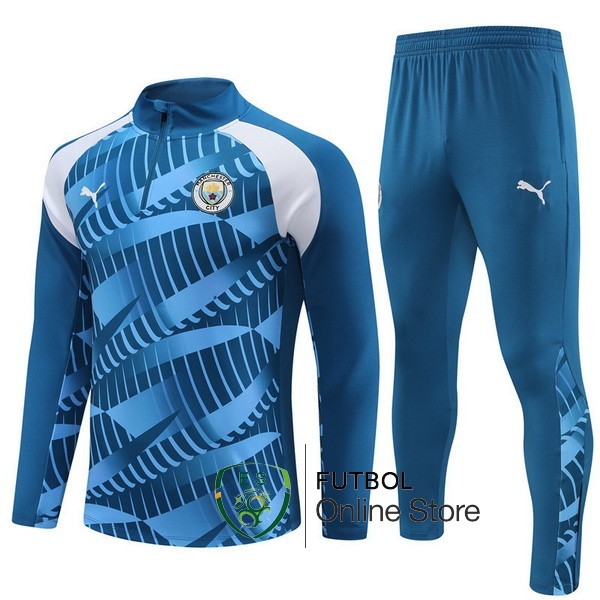 Conjunto Completo Sudadera Entrenamiento Manchester City 2023 2024 Azul Blanco