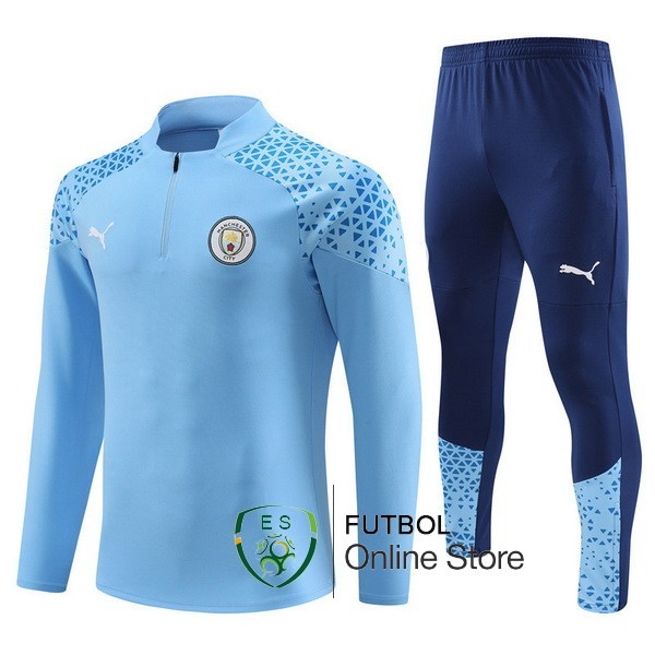 Conjunto Completo Sudadera Entrenamiento Manchester City 2023 2024 Azul