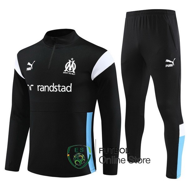 Conjunto Completo Ropa Deportiva Con Cremallera Larga Marsella 2023 2024 AzulConjunto Completo Sudadera Entrenamiento Marsella 2023 2024 Negro Blanco