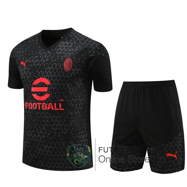 Entrenamiento AC Milan Conjunto Completo Negro I Rojo 23/2024