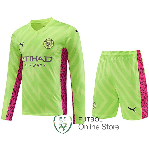 Tailandia Camiseta Manchester city Conjunto Completo Hombre 23/2024 Manga Larga Portero I Verde