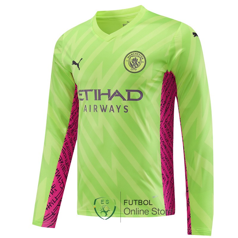 Tailandia Camiseta Manchester city 23/2024 Manga Larga Portero Amarillo Verde