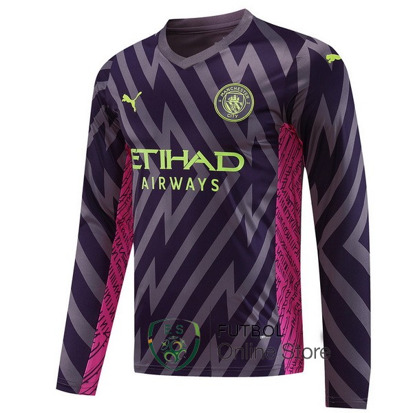 Tailandia Camiseta Manchester city 23/2024 Manga Larga Portero Purpura