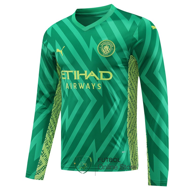 Tailandia Camiseta Manchester city 23/2024 Manga Larga Portero Verde