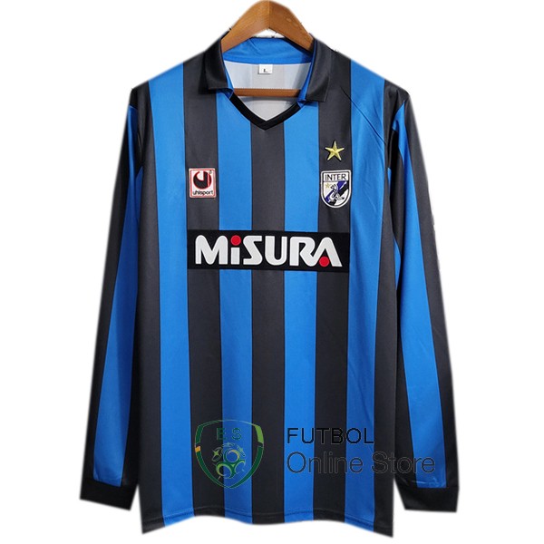 Retro Camiseta Inter Milan 1988-1989 Manga Larga Primera