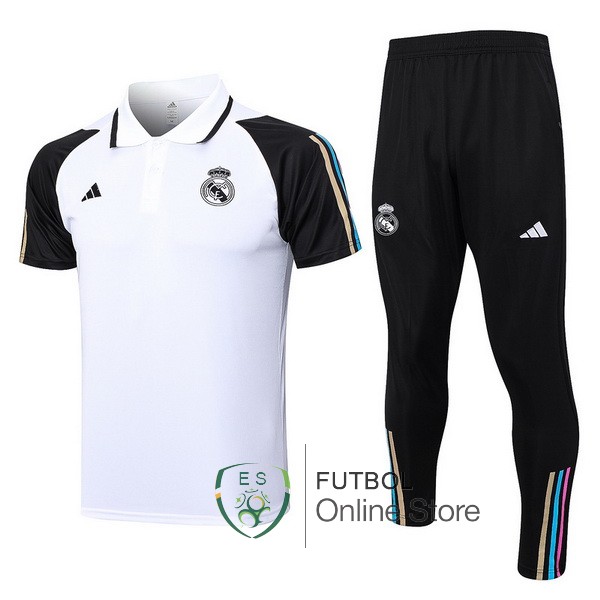 Polo Conjunto Completo Real Madrid Blanco Negro 23/2024