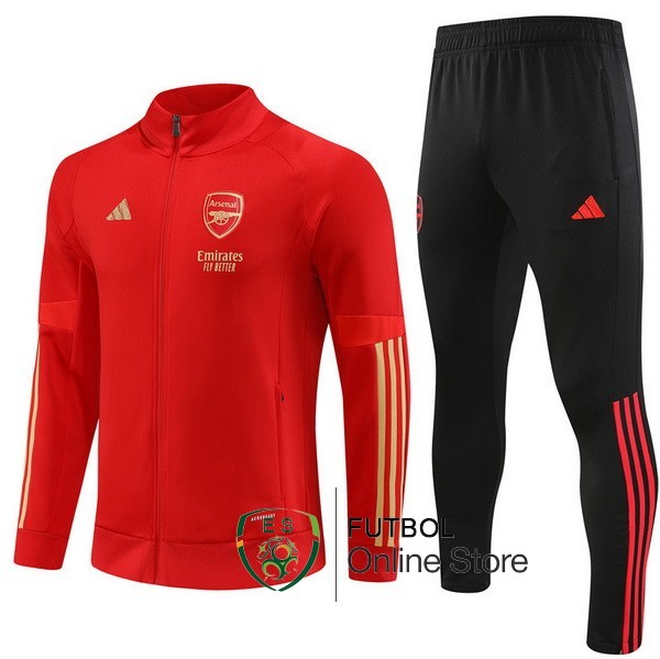 Conjunto Completo Ropa Deportiva Con Cremallera Larga Arsenal 2023 2024 Rojo Negro