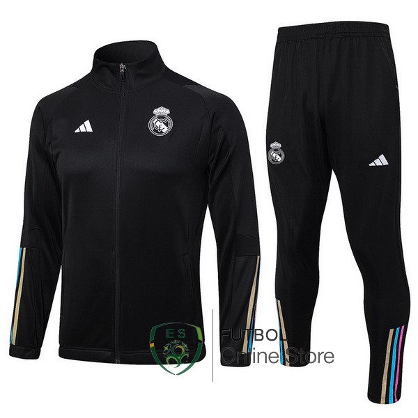 Conjunto Completo Ropa Deportiva Con Cremallera Larga Real Madrid 2023 2024 Negro