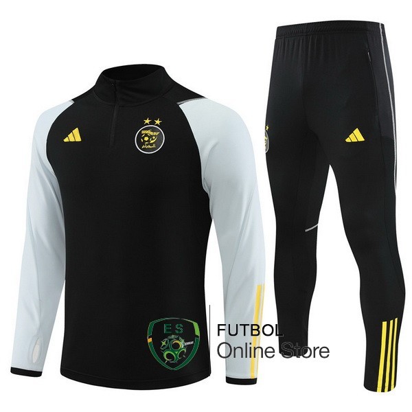 Conjunto Completo Sudadera Entrenamiento Argelia 2023 Negro Gris